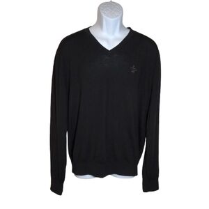 Vintage Fairway & Greene Merino Wool V Neck Sweater Men’s L Black Golf